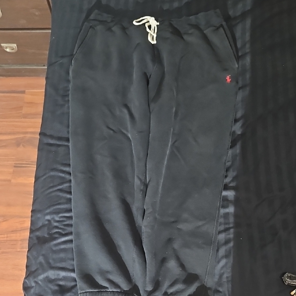 Polo Ralph Lauren Black Sweatpants with Red Horse Logo